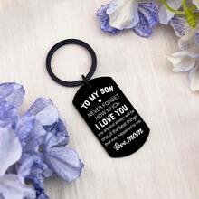 1pc Son Gifts Inspirational Son Keychains Funny Gifts For Sons From Mom Birthday Christmas Valentine's Day Graduation Gift For Him - Black - View 3