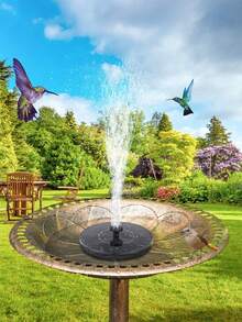 1 pieza Bomba de fuente solar, bomba de fuente de baño de pájaros con flor de loto, con 6 boquillas, bomba de fuente solar para baño de pájaros, jardín, estanque, piscina, decoración de jardín