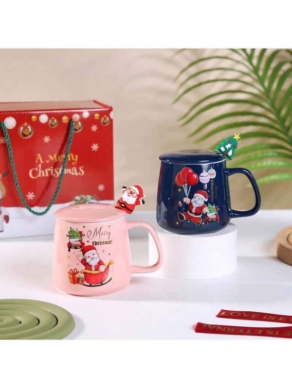 1 Stück süße Weihnachts-Kaffeetasse 401-500 ml - Keramiktasse mit Schneemann, Elch und Weihnachtsmann Muster - perfekt für Winter- und Sommergetränke - tolles Geschenk zu Geburtstag, Feiertagen, Weihnachten und Neujahr