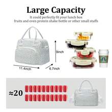 1Piece Portable Lunch Bag Large Reusable Insulated Lunch Box Bento Pouch Dinner Insulation Bag Student Thickened Cute Lunch Fruit Bag Pink Strawberry Stripe Leopard Print Small Floral Bag For School School Accessories School Stuff - Lavender - 查看 3