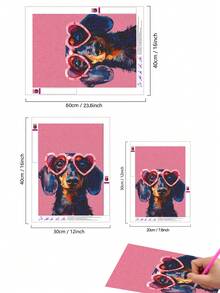 | 5D DIY Diamond Painting | Pink Realistic Diamond Painting Kits. HD Art Diamond With A Dog Wearing Heart-Shaped Glasses, Handmade Decorative Painting, Rhinestones Full Mosaic Crafts Kit, Exercises For DIY Skills And Concentration.