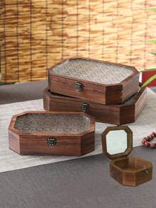 1 Piece Vintage-Inspired Handmade Wooden Cabinet With Elegant Glass Door Panel, Perfect For Organizing Cosmetics And Miscellaneous Items, Stylish Jewelry Storage Box, Chic Desktop Makeup Organizer, Ideal Gift For Women On Special Occasions And Holidays, Enhance Your Home Decor With This Timeless Storage Solution