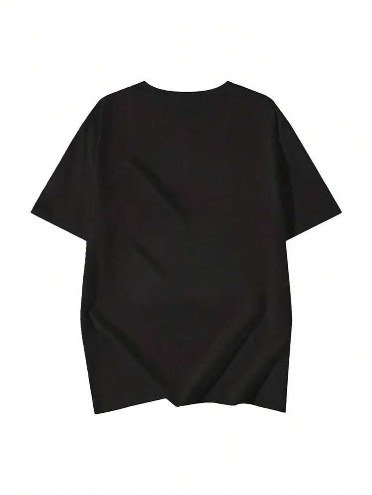 2025 Nuevo Producto 200g Camiseta de Verano para Mujeres con Estampado de Letras Inglesas de Algodón Puro de Manga Corta, Diseño Temático de Halloween, Patrón de Gato Demonio Morado de Dibujos Animados, Estilo Casual de Vacaciones Camiseta de Cuello Redondo, Diseño de Moda Moderno Top Versátil para Mujeres - Negro - Añade 3