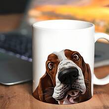 1pc Basset Lover's Ceramic Mug - 11oz Insulated Cup For Hot & Cold Drinks, Cute Full-Body Dog Design, Perfect Gift For Pet Owners, Hand Wash Only, Dog Mug - All White - View 3