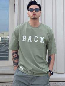 Camiseta de cuello redondo holgada y de ajuste suelto de verano para hombre, con estampado de letras y gráficos