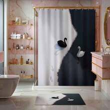 1/4 piezas Cortina de ducha impermeable y lavable con estilo floral y de plantas, multicolor, resistente a los detergentes, sin necesidad de barras de cortina, adecuada para gimnasio, baño y decoración navideña