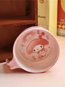 Melody Theme Tableware, Single Handle Bowl, High Quality Materials, Durable and Smooth in Surface, Easy to Clean, Cute "Melody" Pattern with Charming details, Suitable for Home, School or Travel, A Must-have for "Melody" Fans, Adds Fun to every Meal - 雙色單柄碗 - 查看 4