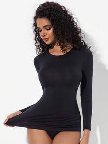 Camisas de mujer de manga larga, blusas cortas básicas de ajuste ceñido, ropa de estilo Y2K linda para adolescentes en otoño e invierno