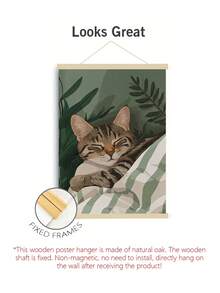 1 件装饰艺术猫帆布海报 - 现代复古无框墙壁艺术印刷品，适用于家庭办公室、客厅、卧室、厨房 - 浴室、春季和冬季室内动物主题壁挂。 - 彩色 - 查看 3