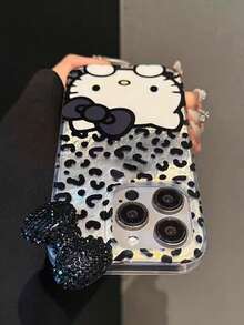 Sanrio Feather Chiffon Tin Foil Texture Crystal Bow KT Cat Phone Case - Cute Bow Kitty Design, Compatible With IPhone 17/17 Air/17 Pro/17 Pro Max, 16/16 Plus/16 Pro/16 Pro Max, 15/15 Plus/15 Pro/15 Pro Max, 14/14 Plus/14 Pro/14 Pro Max, 13/13 Pro/13 Pro Max, 12/12 Pro/12 Pro Max, 11/11 Pro Max, Dust-Proof, Highly Attractively, Popular Anti-Drop