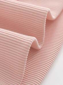 青少年女孩休闲宽松字母与图案印花圆领落肩长袖运动衫，秋冬 - 粉色 - 查看 6