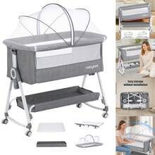 3 In 1 Beside Bassinet, Bedside Bassinet, Bedside Sleeper With Wheels, Adjustable Portable Bedside Crib, Bassinet Bedside Sleeper, Movable Bedside Bassinet For Baby,Grey - Grey - View 11
