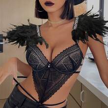 Damen künstliche Federn Schulter Abzeichen Schulterriemen Flügel Dekoration Punk Halloween Gothic Karneval Mode Accessoires - Verschiedenfarbig - Übersicht 12