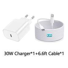 30W Fast Charging Set [USB C Wall Charger + 6.6Ft/200cm USB C To Lightning Cable For Fast Data Transfer], Compatible With IPhone 14/13/12/11/XR/XS/XS Max Nan Phone Charger Nan - EU C Type Plug(220-240V) - View 13