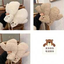 1 paire de petits gants tricotés mignons, chauds et coupe-vent pour l'automne et l'hiver, convenant aux étudiants et aux couples, et largement utilisés.