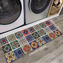 Tapete xadrez vintage de 1 peça, tapete de drenagem de poliéster para cozinha, sala de estar, entrada, varanda, decoração de casa, antiderrapante, adequado para cafeteria, bar, feriado, festa, quarto, banheiro - Multicolorido - Ver 21