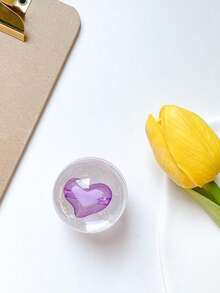 1 pieza Soporte de teléfono con bola de cristal con forma de corazón y cojín de aire, soporte de escritorio minimalista y único con forma de corazón, soporte deslizante de teléfono compatible con iPhone, teléfonos Android, regalo para cumpleaños, familia y amigos, accesorio de teléfono con agarre de empuje y tracción