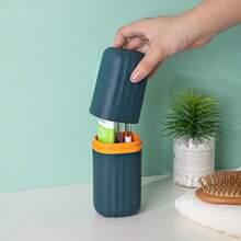 1 cană de călătorie pentru periuța de dinți, cană de clătire portabilă, cană compartimentată pentru periuța de dinți din căminul studențesc, cutie de depozitare pentru uz casnic, design pentru cupluri