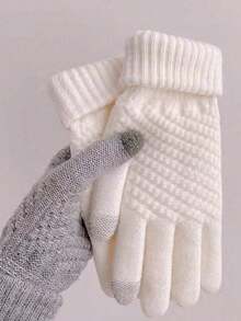 男女通用冬季手套（1/2/3双装） - 升级版触屏指尖设计，保暖针织手套，适合寒冷天气。跑步和驾驶 - 时尚加厚、柔软亲肤舒适的雪尼尔手套，加厚袖口，适合寒冷天气，是圣诞节或情人节的完美礼物。