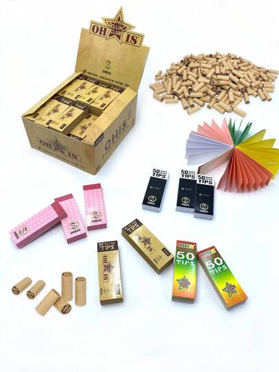 Novos filtros coloridos para cigarro, filtros portáteis para cigarro, acessórios para fumar, pontas de filtro para enrolar cigarros, bocal para cigarro com filtro pré-enrolado, acessórios para fumar com enrolador manual, 1 pacote com 50 folhas, ótimo presente para amigos e familiares, presentes de Halloween e Natal
