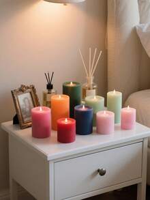 European Classic Ivory White Cylindrical Candle / Heart-Tip Pillar Candle, Scented Candle, Multiple Sizes Available, Ideal For Wedding Decor, Home Decoration, Festivals, Birthday Parties, Proposal Settings, Photo Props, Church Prayers, Romantic Candlelit Dinners, Women's Candle Gifts, Illumination Candles