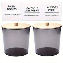 2pcs Large Capacity Laundry Pods Container With Lid, Clear Acrylic Powder Detergent Containers For Pods, Scent Boosters & Powder, Laundry Room Organization Decor, Airtight Storage Jars