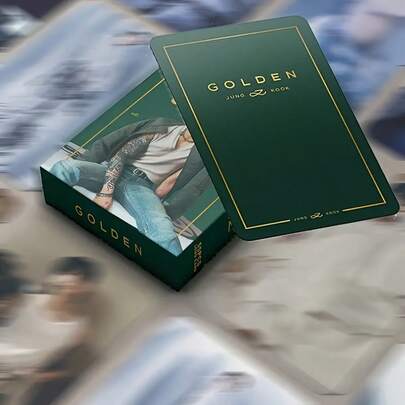 55 piezas Tarjetas LOMO del álbum en solitario de KPOP "Golden" - Impresión de alta calidad, diseño elegante en verde y dorado, regalo perfecto para fans, decoración del hogar, cumpleaños, festividades