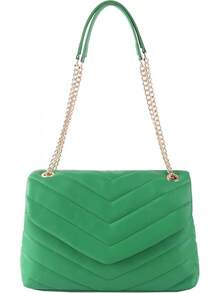 Women Shoulder Bag, Fashionable Quilted Vegan Leather Crossbody Purses With Adjustable Chain Designer Purses-2025 - S,綠色 - 查看 1