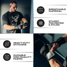 Guantes de Boxeo de Gel para Manos MMA 75 cm Largo Acolchados elásticos Saco Boxeo rápido Entrenamiento Muay Thai Vendas para Hombres Mujeres y niños - Amarillo - Ver 8