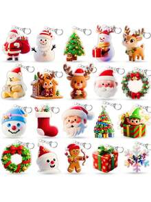 5pcs Cartoon Christmas Keychain Pendant, Santa Claus & Snowman Design, Creative Backpack Hanging Ornament, Christmas Gift - Multicolor - View 6