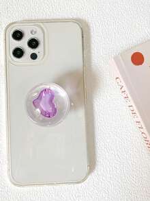 1 pieza Soporte de teléfono con bola de cristal con forma de corazón y cojín de aire, soporte de escritorio minimalista y único con forma de corazón, soporte deslizante de teléfono compatible con iPhone, teléfonos Android, regalo para cumpleaños, familia y amigos, accesorio de teléfono con agarre de empuje y tracción