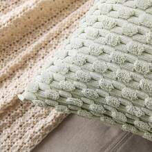 1 件/2 件波西米亚条纹抱枕套（不含枕芯），柔软毛绒灯芯绒纯色装饰方形枕套，适合节日、沙发、卧室、床，四季皆宜 - 淡綠 - 查看 4