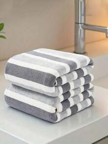1/2/8/12pcs Extra Large Bath Towel Set, Luxurious Soft Striped Pattern Extra Large Bath Towel, Super Absorbent And Quick Drying, Suitable For Daily Use, Shower Towel, Ultra Soft Bath Towel, Suitable For Home Bathroom, Ideal Bathroom Supplies. Size Approximately 27.56*55.12 Inches, Face Towel Shower Towels For Beaty Salon, Hotel Sports,Home Essentials, Towel, Skin Care
