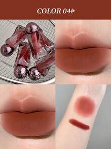 Gege Bear 1 pieza Labial de terciopelo suave y mate, de larga duración, a prueba de manchas, de color natural, versátil, producto de maquillaje - Multicolor - Ver 8