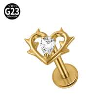 1PC Titanium Moon Zirconia Lip Piercing Internal Thread Cz Flower/Carrot Labret Tragus Ear Cartilage Flat Piercing Nose Piercing Jewelry - Titanium Original Color - View 15