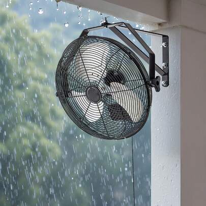 14 Inch Industrial Wall Mount Fan, High Velocity 2473 CFM Outdoor Fan With 3 Speeds, Waterproof IP44 Garage Wall Fan With Aluminum Blades For Workshop, Warehouse, Greenhouse