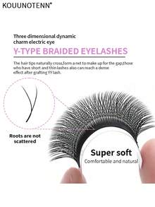 12 Rows YY 0.07D 8-15mm Mixed 3D Fluffy Camellia Eyelash Extensions, D Curl, Delicate Natural, Soft, Multi-Layer False Eyelashes, Eyelash Extension Salon - D - View 2