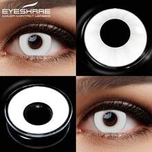 Eyeshare 1 副 Cosplay 彩色隐形眼镜 Crazy White 镜片动漫黑色眼镜片万圣节美妆镜片年度万圣节服装 Cosplay - PURE WHITE - 查看 3
