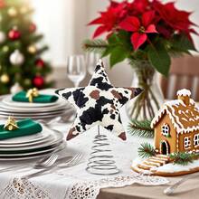 Christmas Star Tree Topper Cute Cow Print Star Treetop Decoration Winter Holiday Supplies For Home
