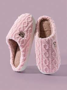 Women's Cute Cartoon Bear Plush Slippers, Indoor Non-Slip Wear-Resistant Comfortable Warm Slippers For Autumn/Winter - Pink - View 4