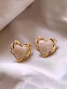 4 Pairs/Set Elegant Simple Vintage Round Faux Pearl Shell Drop Oil Heart French Style Luxury Earring Set, Suitable For Women's Daily And Holiday Wear - 多色的 - 查看 7