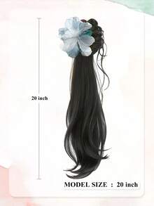 1 Piece Of Chinese Floral Faux- Wig Bun Hair Clip For Women, Slouchy Atmosphere, Loose Low Ponytail, Clip-On Hair Claw, Hair Bag For Going Out Simple Style. Fashion Hair Accessories Beauty Claw Clips Long Curl Wig