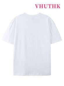 VHUTHK (180 Cotton T-Shirt) Big Eyed Child Print Men's Summer Round Neck Short Sleeved Casual Cotton Print - 白-2 - 查看 2