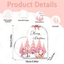 1pc Christmas Desk Decoration Sign, 4X4 Inches, Santa Claus Square Acrylic Ornament, Christmas Quote Design, Pink Christmas Decor, For Living Room Decoration