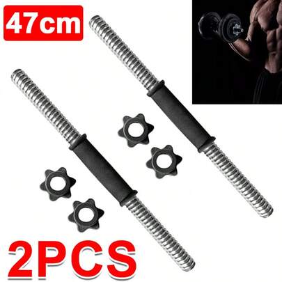 2X 18" Chrome Dumbbell Bar Handle Weight Lifting Spinlock Collar Gym Fitness Set