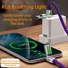 240W 4-in-1 Multifunktions Super Schnellladekabel mit USB A/Typ-C/Lightning, Flüssigsilikon Aluminiumlegierung LED Beleuchtung, hocheffiziente Datenübertragung kompatibel mit iPhone 16/15/14/13/12/11/Xs/Xr/8/7/6, S24 Ultra/S24/S23 Ultra/S23/S22/S21, universelles Datenkabel kompatibel mit iPhone, Android, Kamera, MP3 Universaladapter, MFi zertifiziert