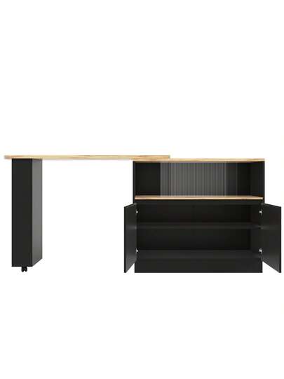 Sairedel 360° Rotating Sideboard Shelves Glass Moderne Serving Buffet 90x45x100 Cm Kitchen, Restaurant, Living Room Multifunctional Shelf, Bar Cabinet view 10