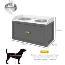 Stainless Steel Raised Dog Bowls, With 21L Storage Drawer Large Dogs - - Grey + Stainless Steel - View 4