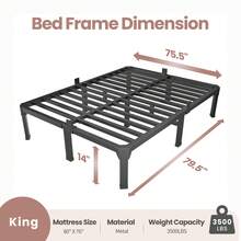 MAF 14 Inch Twin Size Bed Frame With Mattress Slide Stopper - Single Black Basic Anti Squeak Steel Slats Metal Platform, Heavy Duty Noise Free Easy Assembly Bedframes, No Box Spring Needed - 14寸 - 查看 7