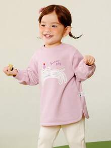 mini bala Girls Lantern Sleeve Sweatshirt Soft Durable Cozy Cute Fall Winter Top - Rubber Powder - View 2